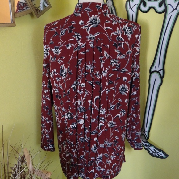 J. Jill Purple Floral Long Sleeve Blouse Top - Picture 3 of 5